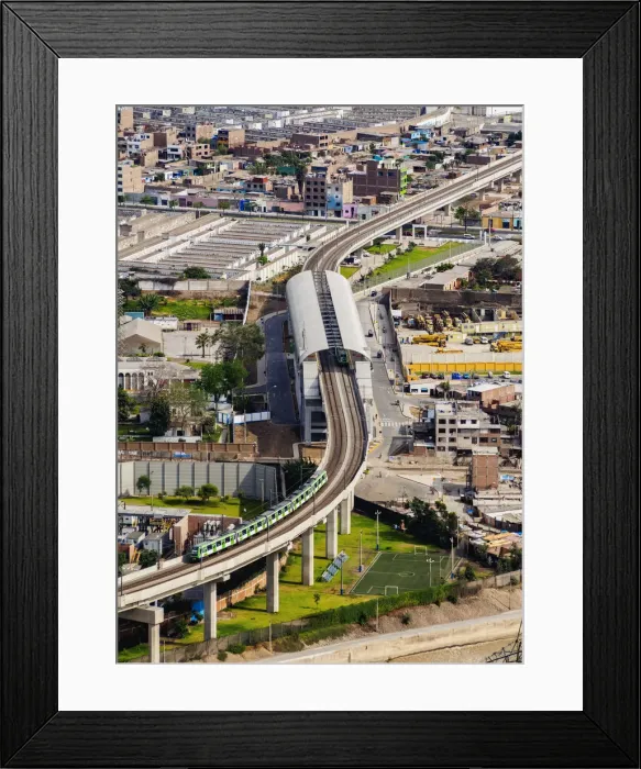 Framed Print : Light Rail Station seen from the San Cristobal Hill, Lima, Peru Framed Print : Light Rail Station seen from the San Cristobal Hill, Lima, Peru