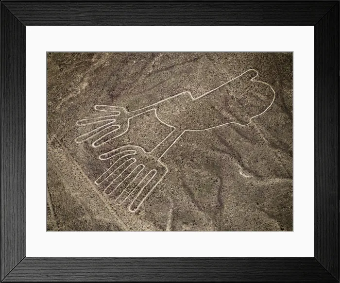 Framed Print : The Hands Geoglyph, aerial view, Nazca, Ica Region, Peru Framed Print : The Hands Geoglyph, aerial view, Nazca, Ica Region, Peru