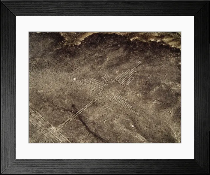 Framed Print : The Humming Bird Geoglyph, aerial view, Nazca, Ica Region, Peru Framed Print : The Humming Bird Geoglyph, aerial view, Nazca, Ica Region, Peru