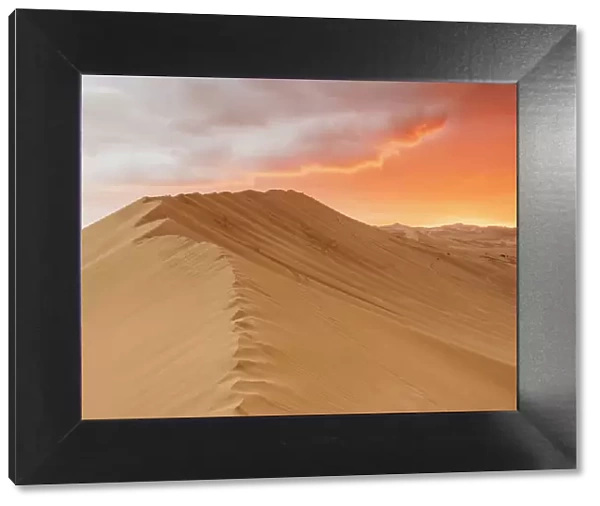 Sand Dunes of Ica Desert near Huacachina at sunset, Ica Region, Peru