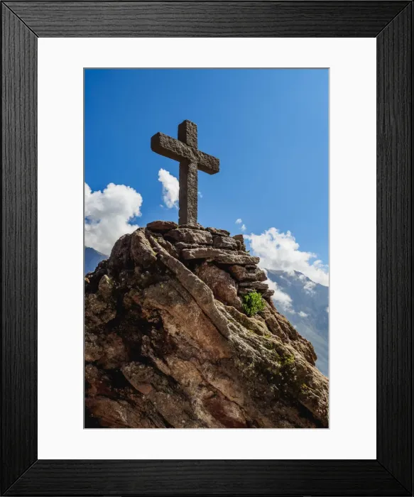 Framed Print : Cross in Cruz del Condor, Arequipa Region, Peru