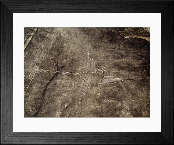 Framed Print : The Humming Bird Geoglyph, aerial view, Nazca, Ica Region, Peru Framed Print : The Humming Bird Geoglyph, aerial view, Nazca, Ica Region, Peru