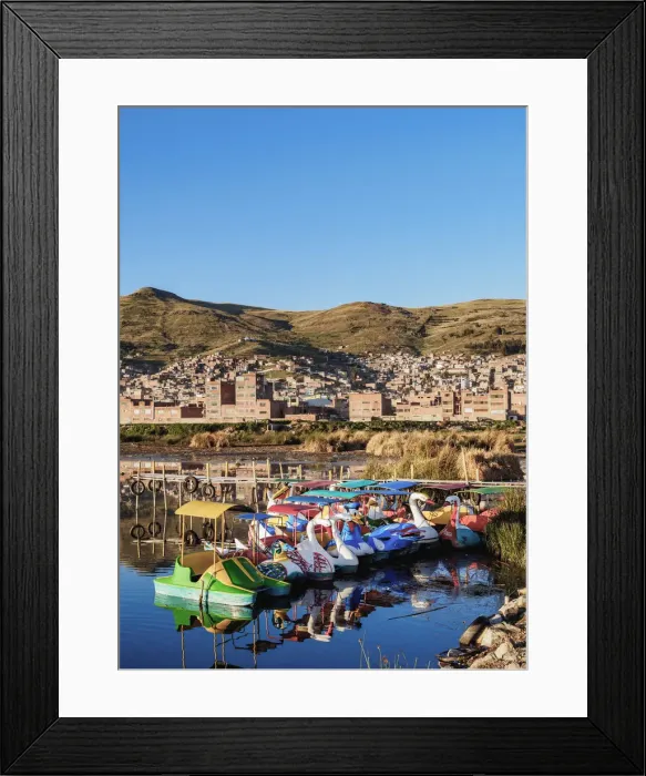 Framed Print : Lake Titicaca and Cityscape of Puno, Peru