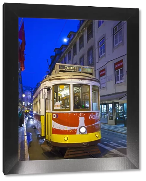 Europe, Portugal, Lisbon, a tram (streetcar) in the city center