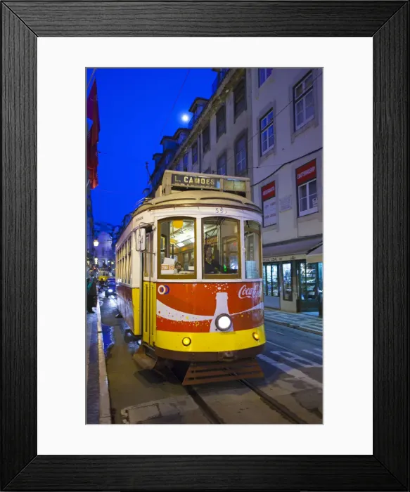 Framed Print : Europe, Portugal, Lisbon, a tram (streetcar) in the city center Framed Print : Europe, Portugal, Lisbon, a tram (streetcar) in the city center