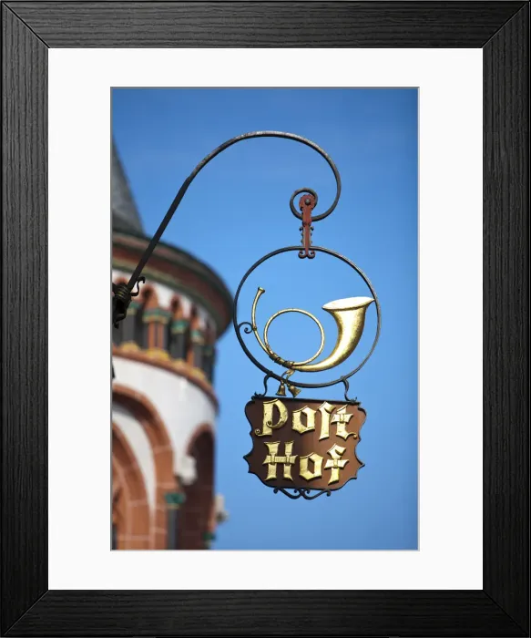 Framed Print : Post Office Sign, Bacharach, Rhine Valley, Germany Framed Print : Post Office Sign, Bacharach, Rhine Valley, Germany