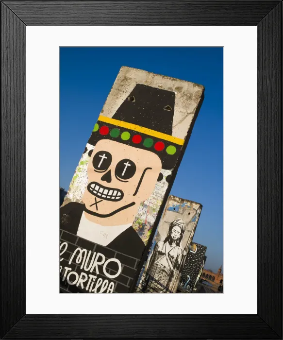 Framed Print : Germany, Berlin, Friendrichshain, art on old sections of the Berlin Wall along Framed Print : Germany, Berlin, Friendrichshain, art on old sections of the Berlin Wall along