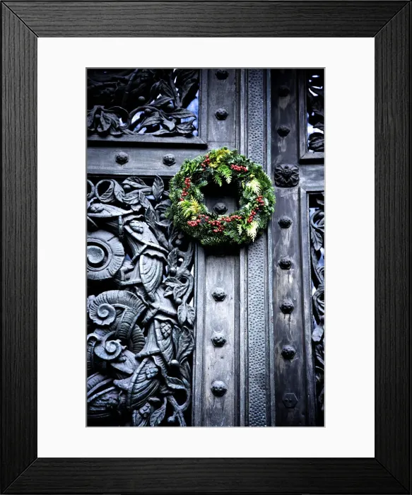 Framed Print : Historic Door with Xmas Wreath, Berlin, Germany, Europe Framed Print : Historic Door with Xmas Wreath, Berlin, Germany, Europe