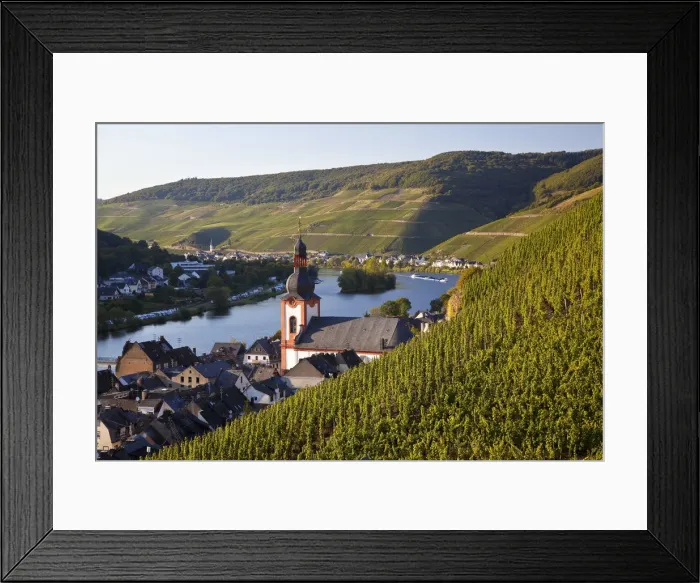 Framed Print : Vineyards & Zell Mosel Village, Mosel Valley, Germany Framed Print : Vineyards & Zell Mosel Village, Mosel Valley, Germany