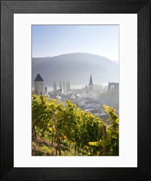Framed Print : View on Bacharach with Peters church and river Rhine, Rhineland-Palatinate, Germany Framed Print : View on Bacharach with Peters church and river Rhine, Rhineland-Palatinate, Germany