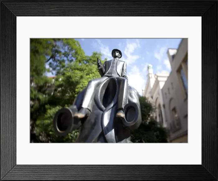 Framed Print : Franz Kafka statue, Jewish Quarter, Prague, Czech Republic Framed Print : Franz Kafka statue, Jewish Quarter, Prague, Czech Republic