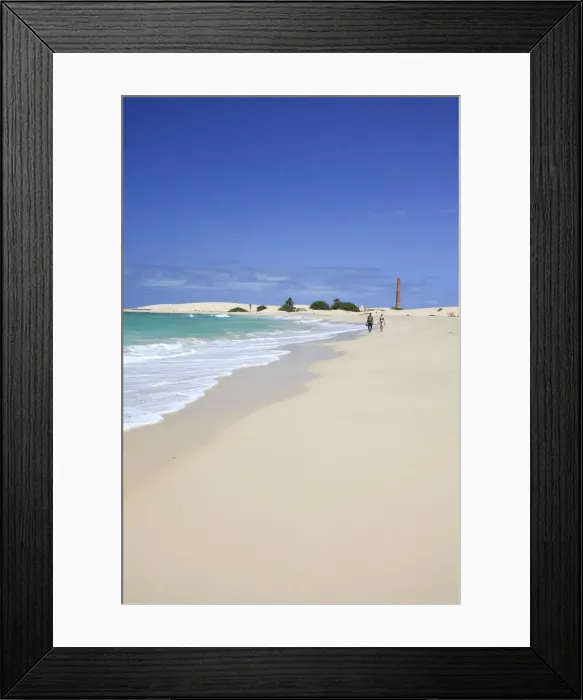 Framed Print : Cape Verde, Boavista, Chaves Beach (Praia de Chaves) and historic Chimney from former Framed Print : Cape Verde, Boavista, Chaves Beach (Praia de Chaves) and historic Chimney from former