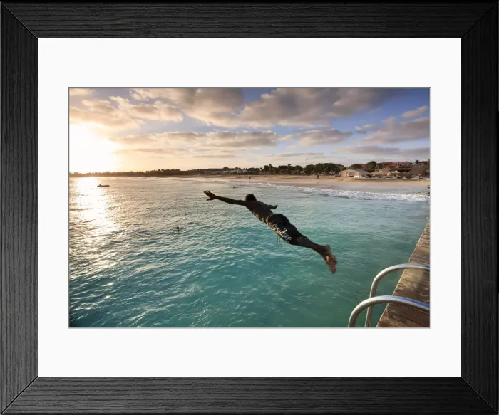 Framed Print : Cape Verde, Sal, Santa Maria Village, view from the Jetty Framed Print : Cape Verde, Sal, Santa Maria Village, view from the Jetty