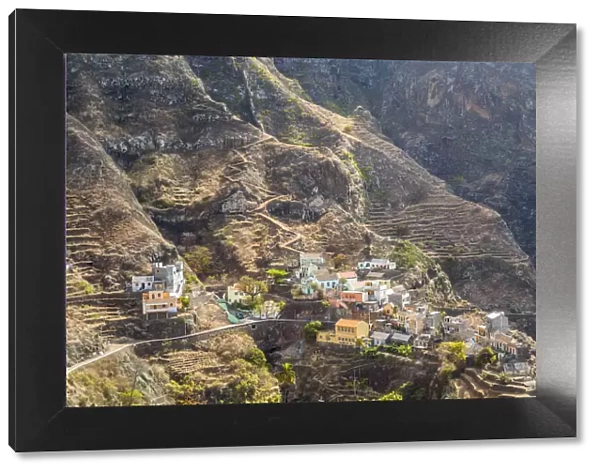 Village on mountain, Fontainhas, Santo Antao Island, Cape Verde