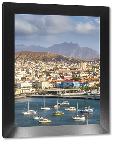 View over harbour and Mindelo, Sao Vicente, Cape Verde