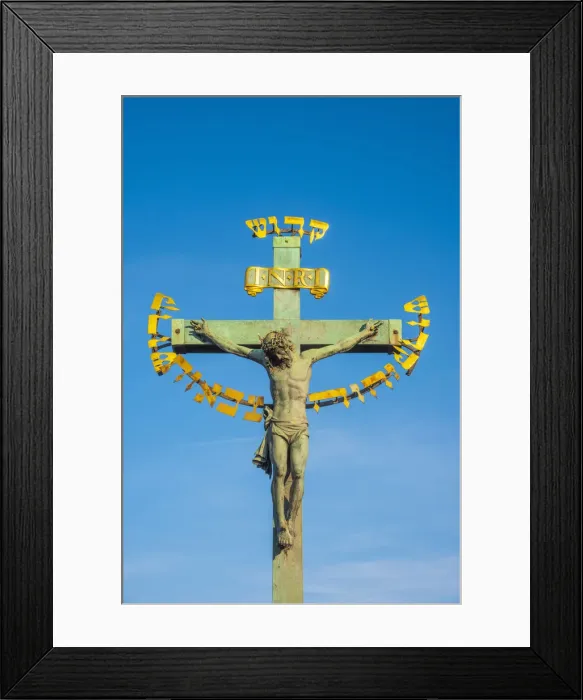 Framed Print : Czech Republic, Prague, Charles Bridge, Karluv Most over River Vlatava, The Crucifix Framed Print : Czech Republic, Prague, Charles Bridge, Karluv Most over River Vlatava, The Crucifix