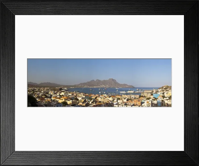 Framed Print : Africa, Cape Verde, Sao Vicente, Mindelo, View of old town and Harbour
