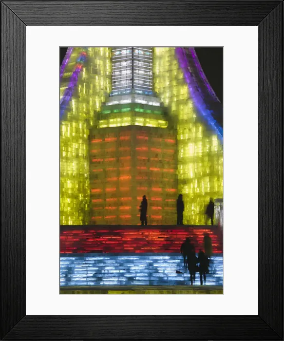Framed Print : China, Heilongjiang, Harbin, Haerbin Ice and Snow World Festival, Ice Olympic Tower Framed Print : China, Heilongjiang, Harbin, Haerbin Ice and Snow World Festival, Ice Olympic Tower