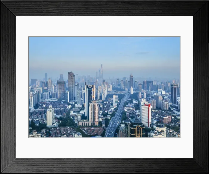 Framed Print : Skyline of Shanghai from Jing An, China Framed Print : Skyline of Shanghai from Jing An, China