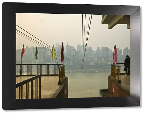 China, Chongqing Province, Yangtze River, Chongqing, Passengers waiting for Cable Car