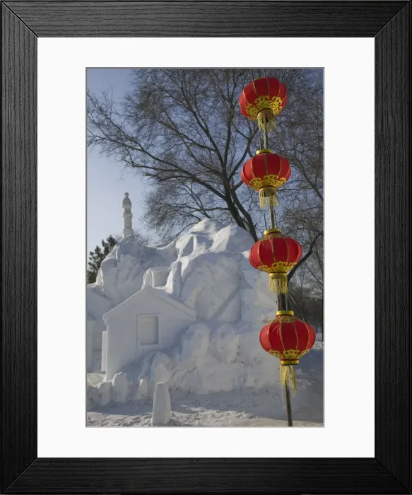 Framed Print : China, Heilongjiang, Harbin, Ice and Snow Festival, Lanterns by Festival Coffee House Framed Print : China, Heilongjiang, Harbin, Ice and Snow Festival, Lanterns by Festival Coffee House