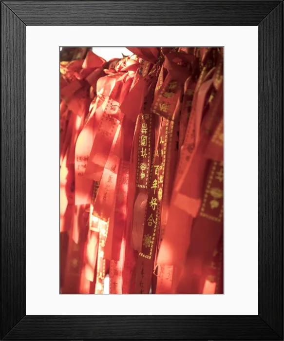 Framed Print : Buddhist prayer ribbons, Chenxiang Monastery, Old City, Shanghai, China Framed Print : Buddhist prayer ribbons, Chenxiang Monastery, Old City, Shanghai, China