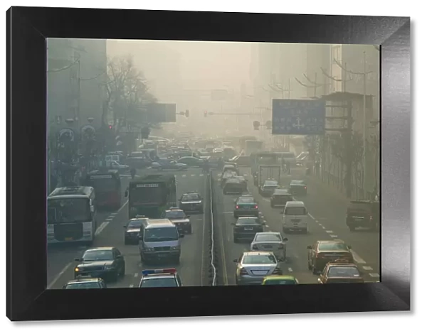 China, Heilongjiang, Harbin, Morning Traffic on Shangzhi Dajie