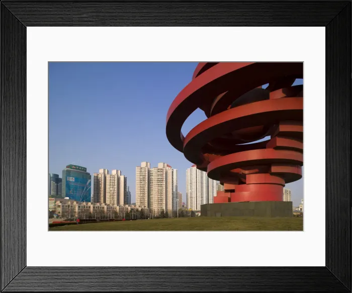 Framed Print : China, Shandong Province, Qingdao, New Town, New Towers on Xianggang Xilu & Wusi Square Framed Print : China, Shandong Province, Qingdao, New Town, New Towers on Xianggang Xilu & Wusi Square