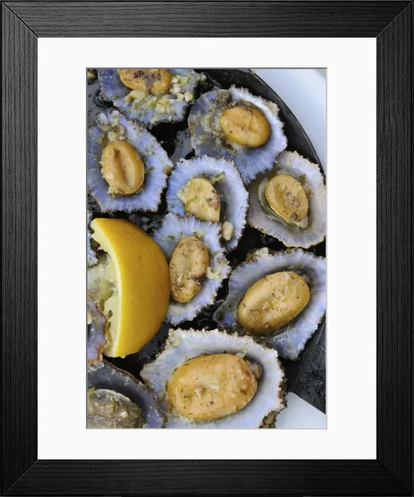Framed Print : Grilled limpets. Porto Moniz, Madeira. Portugal