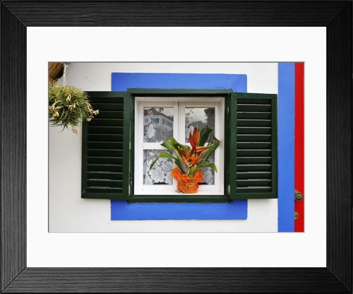 Framed Print : Window of a traditional Santana thatch house. Madeira, Portugal Framed Print : Window of a traditional Santana thatch house. Madeira, Portugal