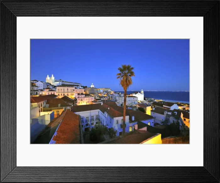 Framed Print : Alfama at dusk, seen from the Portas do Sol belvedere. Lisbon, Portugal Framed Print : Alfama at dusk, seen from the Portas do Sol belvedere. Lisbon, Portugal