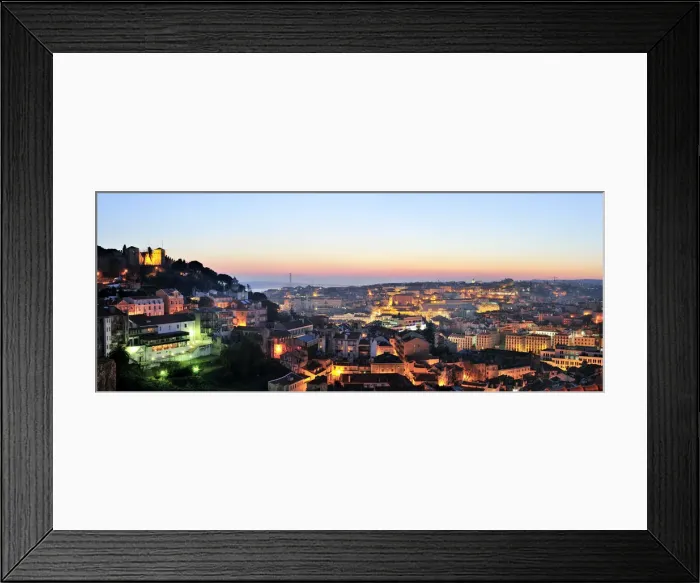 Framed Print : The historical center of Lisbon at twilight. Portugal