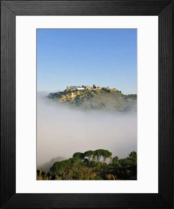Framed Print : Palmela medieval castle in a misty morning. Portugal Framed Print : Palmela medieval castle in a misty morning. Portugal