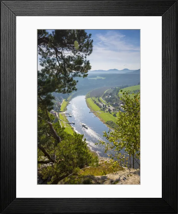 Framed Print : Elbe River at Bastei, Saxon Switzerland National Park, Saxony, Germany