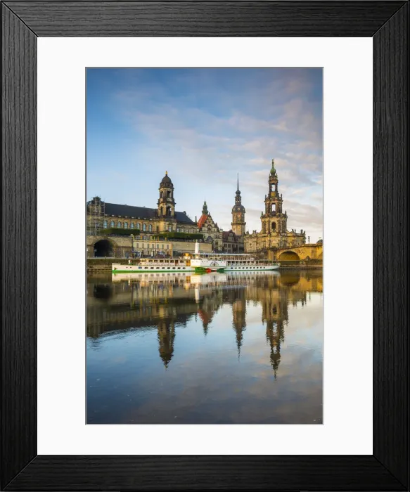 Framed Print : Elbe River, and city skyline, Dresden, Saxony, Germany Framed Print : Elbe River, and city skyline, Dresden, Saxony, Germany