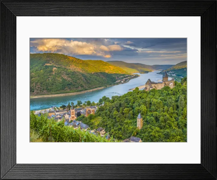 Framed Print : Germany, Rhineland Palatinate, Bacharach and Burg Stahleck (Stahleck Castle), River Rhine Framed Print : Germany, Rhineland Palatinate, Bacharach and Burg Stahleck (Stahleck Castle), River Rhine