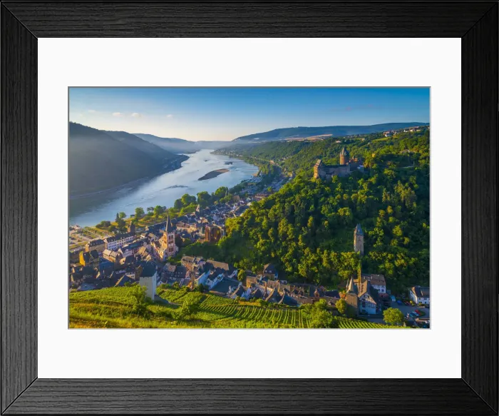 Framed Print : Germany, Rhineland Palatinate, Bacharach and Burg Stahleck (Stahleck Castle), River Rhine Framed Print : Germany, Rhineland Palatinate, Bacharach and Burg Stahleck (Stahleck Castle), River Rhine