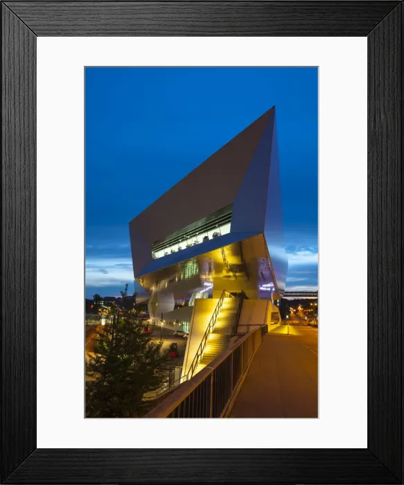 Framed Print : Porsche Museum illuminated at dusk, Stuttgart, Baden-Wurttemberg, Germany Framed Print : Porsche Museum illuminated at dusk, Stuttgart, Baden-Wurttemberg, Germany