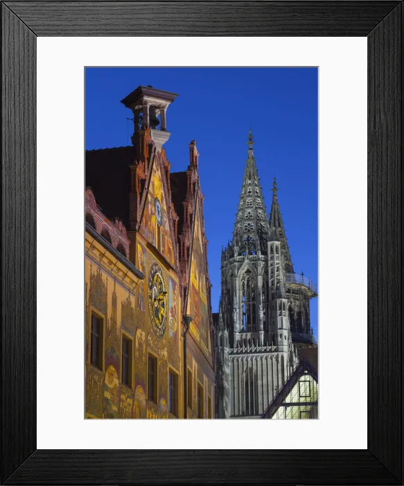 Framed Print : The Town Hall (Altes Rathaus) & Um Minster illuminated at dusk, Ulm, Baden-Wurttemberg Framed Print : The Town Hall (Altes Rathaus) & Um Minster illuminated at dusk, Ulm, Baden-Wurttemberg
