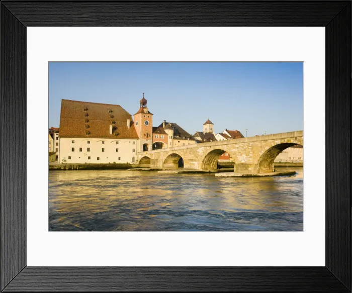 Framed Print : Germany, Bayern / Bavaria, Regensburg, Steinerne Bridge and Tower Framed Print : Germany, Bayern / Bavaria, Regensburg, Steinerne Bridge and Tower