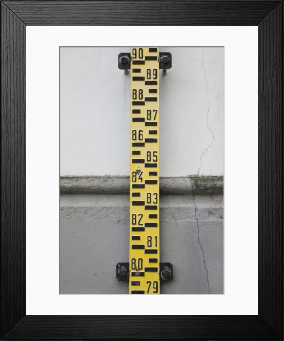 Framed Print : Germany, Rhineland-Palatinate, Koblenz, Flood marker on Rhein River Framed Print : Germany, Rhineland-Palatinate, Koblenz, Flood marker on Rhein River