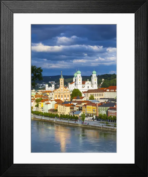 Framed Print : Elevated view towards the picturesque city of Passau, Passau, Lower Bavaria, Bavaria Framed Print : Elevated view towards the picturesque city of Passau, Passau, Lower Bavaria, Bavaria