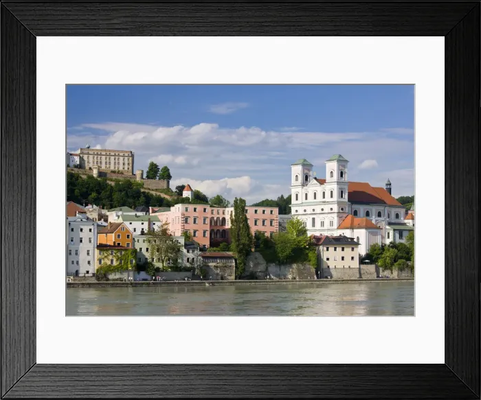 Framed Print : Germany, Bayern / Bavaria, Passau, Inn River view from Funferlsteg Bridge Framed Print : Germany, Bayern / Bavaria, Passau, Inn River view from Funferlsteg Bridge