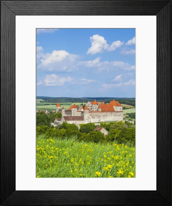 Framed Print : Elevated view towards the medieval Harburg Castle, Swabia, Bavaria, Germany Framed Print : Elevated view towards the medieval Harburg Castle, Swabia, Bavaria, Germany