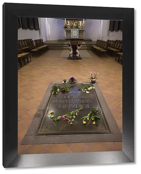 Germany, Saxony, Leipzig, Thomaskirche church, burial place of J. S. Bach