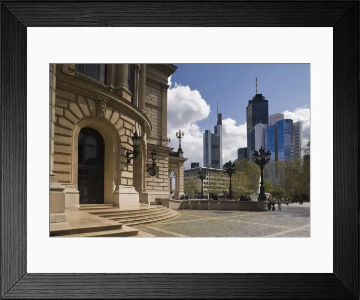 Framed Print : Germany, Hessen, Frankfurt-am-Main, Financial district & Frankfurt opera