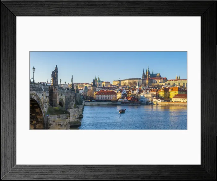 Framed Print : Czech Republic, Prague, Mala Strana and Prague Castle, Charles Bridge across River Framed Print : Czech Republic, Prague, Mala Strana and Prague Castle, Charles Bridge across River