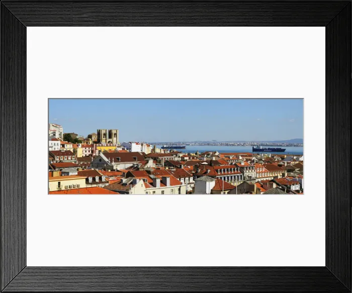 Framed Print : Historical center with the Se Catedral and Tagus river in the background, Lisbon Framed Print : Historical center with the Se Catedral and Tagus river in the background, Lisbon