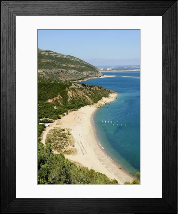 Framed Print : The beautiful beach of Portinho niched in the Arrabida mountains. Setubal, Portugal Framed Print : The beautiful beach of Portinho niched in the Arrabida mountains. Setubal, Portugal