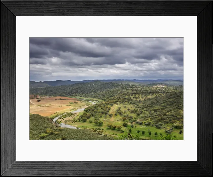 Framed Print : The vast plains of holm oaks in the region of Noudar. Alentejo, Portugal